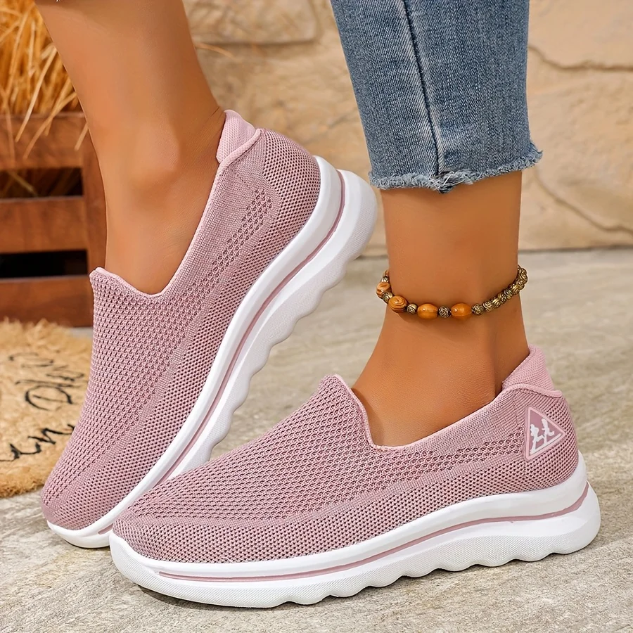Ladies Easy‑on Casual Trainers, Air‑Permeable Upper, Shock‑Absorbing Soft Bottom, Portable Low‑Cut Footwear for All‑Day Wear