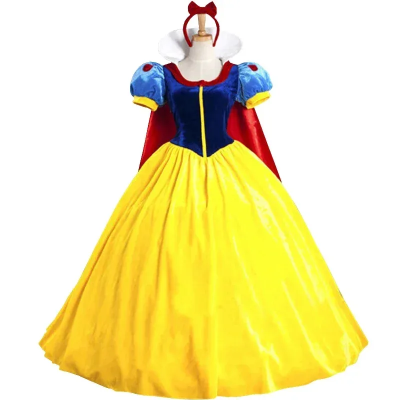 Костюм Белоснежки для косплея для взрослых, женские костюмы Белоснежки и семь гномов, платья, парик, костюм, праздничная одежда на Хэллоуин/