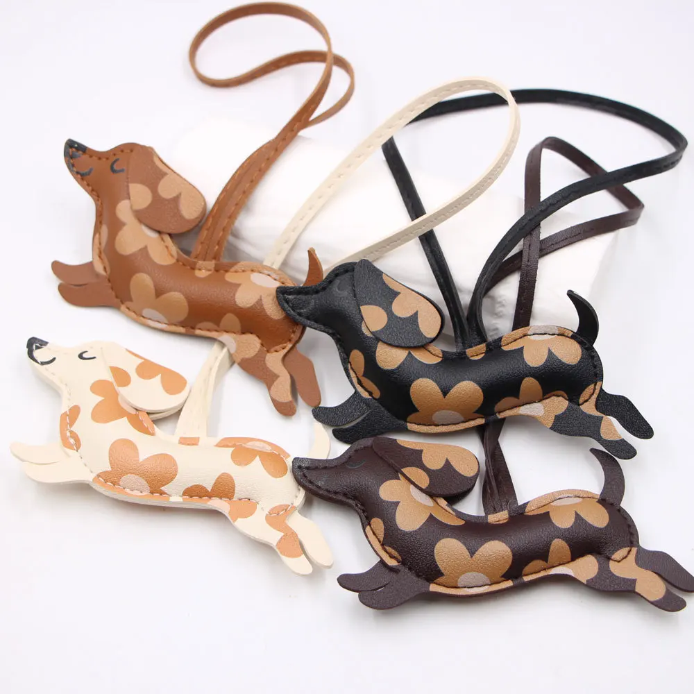 New Double-sided Printing Dachshund Puppy Luggage Lanyard Pendant Clothing Pendant Dog Hanging Cute Keychain