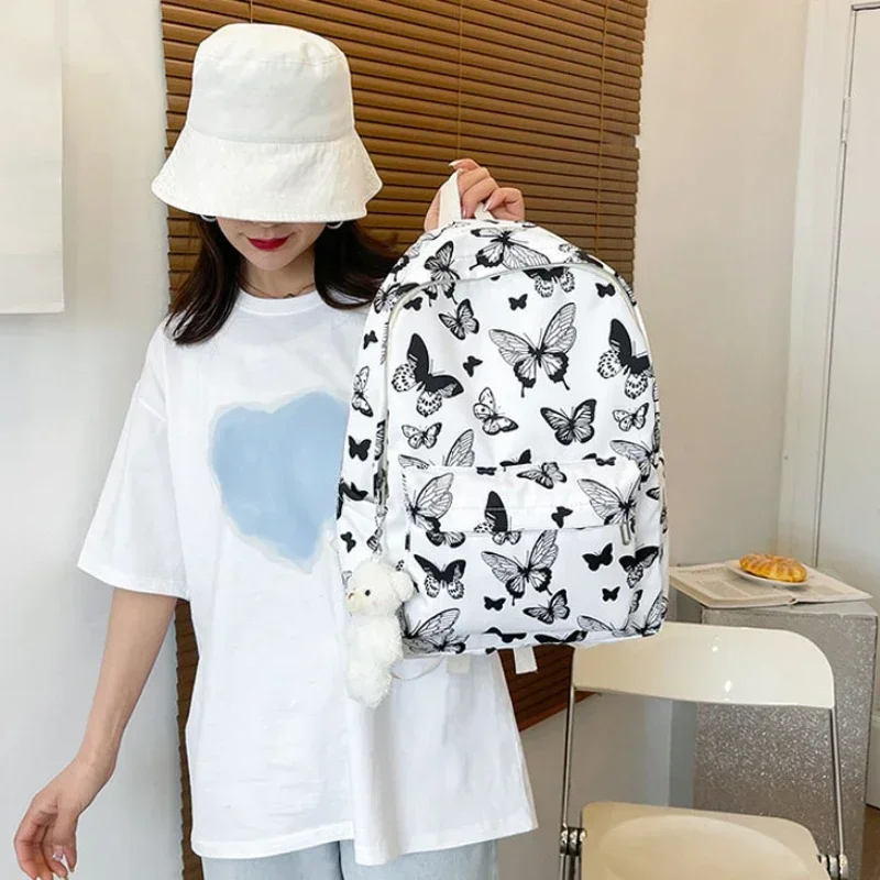 

Модный корейский женский рюкзак с узором бабочки, студенческий рюкзак для хранения школьных книг и органайзера для путешествий