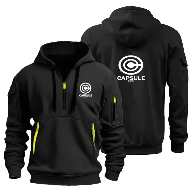 

2025 new multi-pocket zipper wool hooded casual shirt, men and women plus size loose pullover fashion sweatshirt top