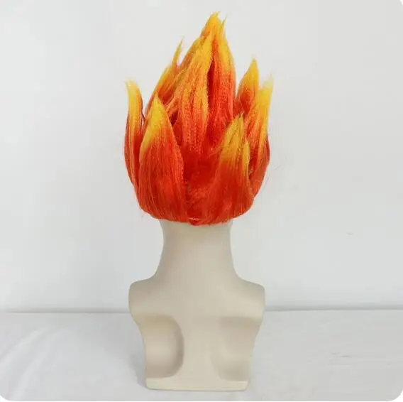 Flame Costume Synthetic Wig Pre-Styled Anger Fire Wig Two Tone Orange and Yellow Stylish Flame Wig Spiky Halloween