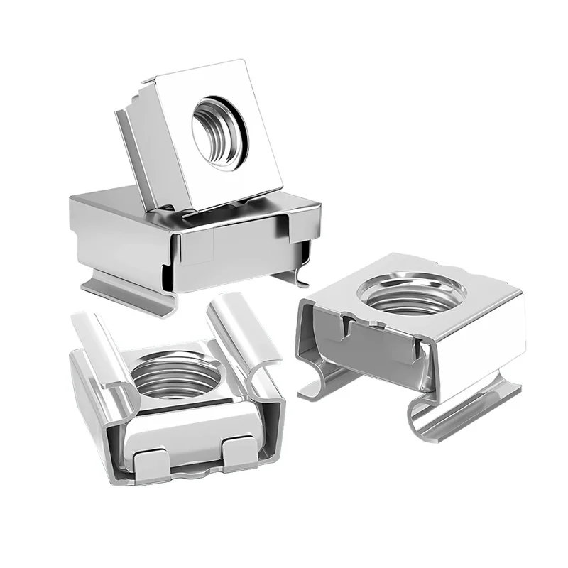 M4 M5 M6 M8 10-teilige Hardware-Käfigmuttern mit quadratischem Loch, Edelstahl-Quartett-Schwimm-Einsatzmutter für Rackmontage, Serverschrank