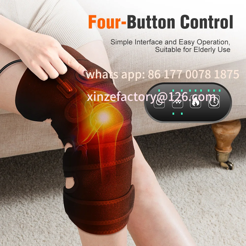 

Customizable Heated Vibration Knee Pad Extra-Large Knee Massager 4 Motor Vibration Massage 3 Speed Heating 12V Direct Plug
