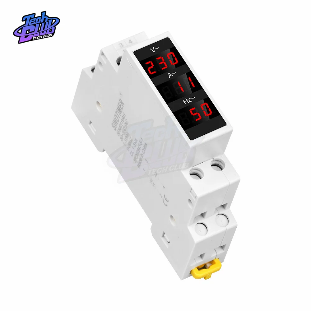 Mini Din Rail Digital Display Three-Phase Ammeter Single-Phase Voltag Current Herz Meter Volt Amp for Electrician Tool