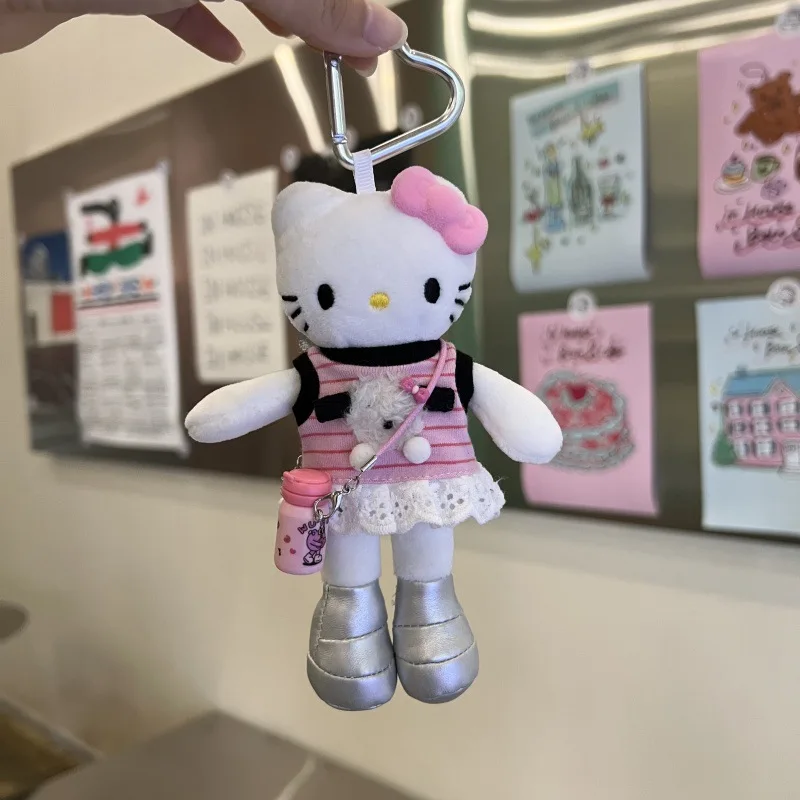 만화 헬로키티 롱레그 스커트 드레스업 봉제인형 키체인 DIY 핑크 강아지 언더셔츠 드레스 스쿨백 펜던트 여자아이 선물