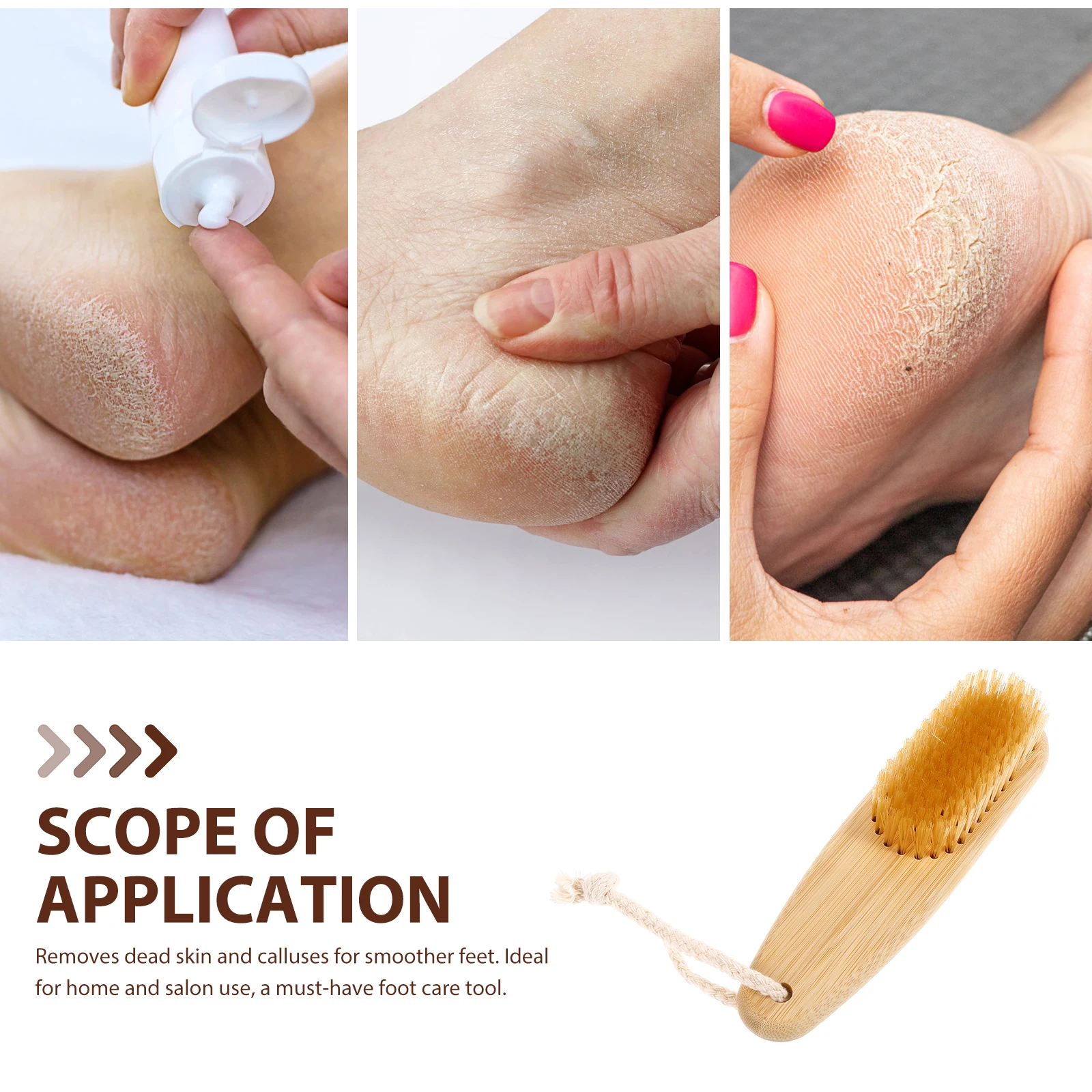 

Dual Sided Foot Grinder with Glass Surface Callus Removal Scrubber Wooden Handle Nail Brush Exfoliator Pumice Stones Foot File