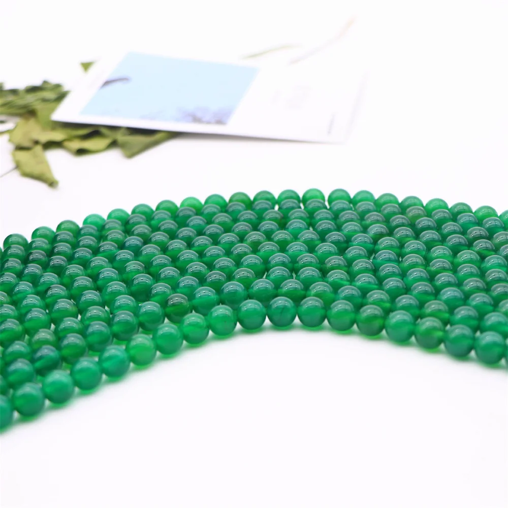 Cuentas de ágata verde de piedra Natural AAAA para la fabricación de joyas, dijes DIY, collar, pulsera, accesorios de llavero de ónix de 4-12mm