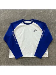 2026 new Y2K American retro letter printed round neck long sleeved T-shirt with casual street trend, simple and versatile, niche