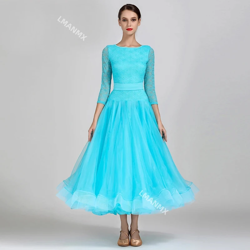Blue Ballroom Dance Competition Dresses Waltz Dress Standard Performance Costumes Women High Grade Evening Party Outfits