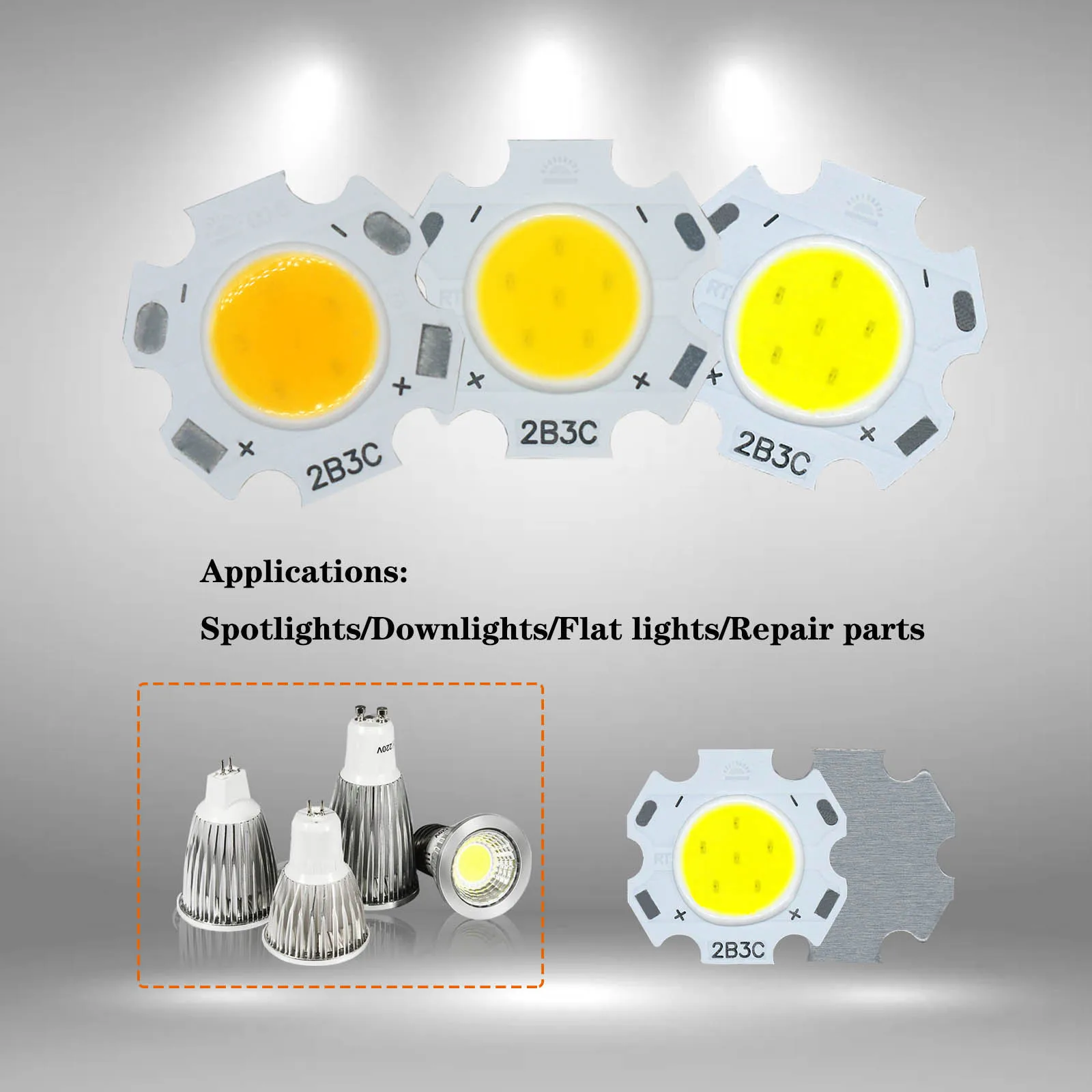 LED COB High Brightness Warm Light 3/5/7/10W 250mA LED Light Bead Bulb Home Spotlights Downlights Light source Accessories 10pcs
