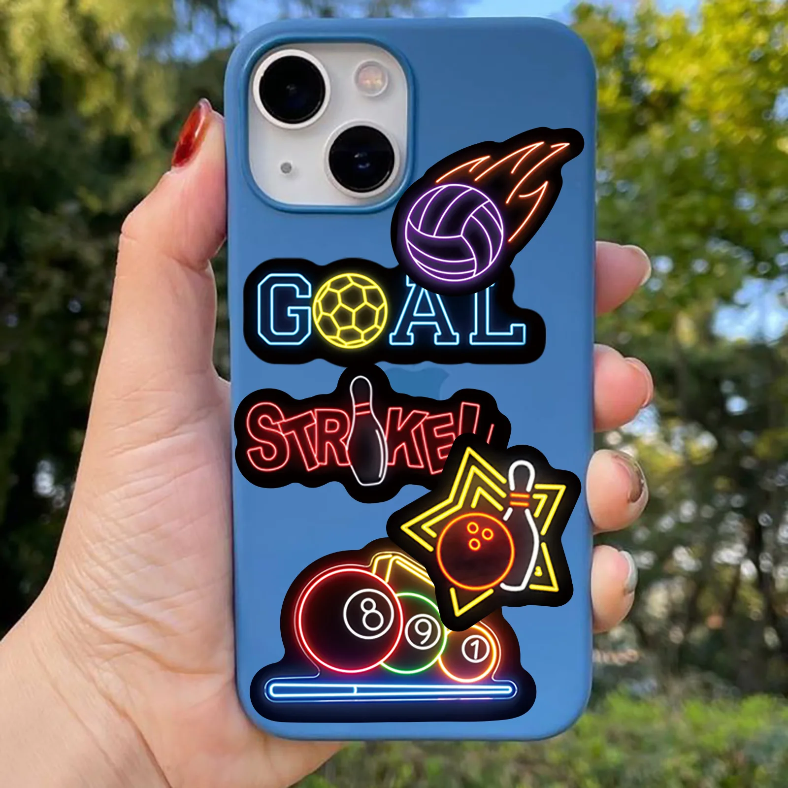 50 STKS Grappige Neon Stijl Stickers Bal Sport Cartoon Decals DIY Kinderen Speelgoed Bagage Laptop Gitaar Auto Fiets Skateboard Decoratie