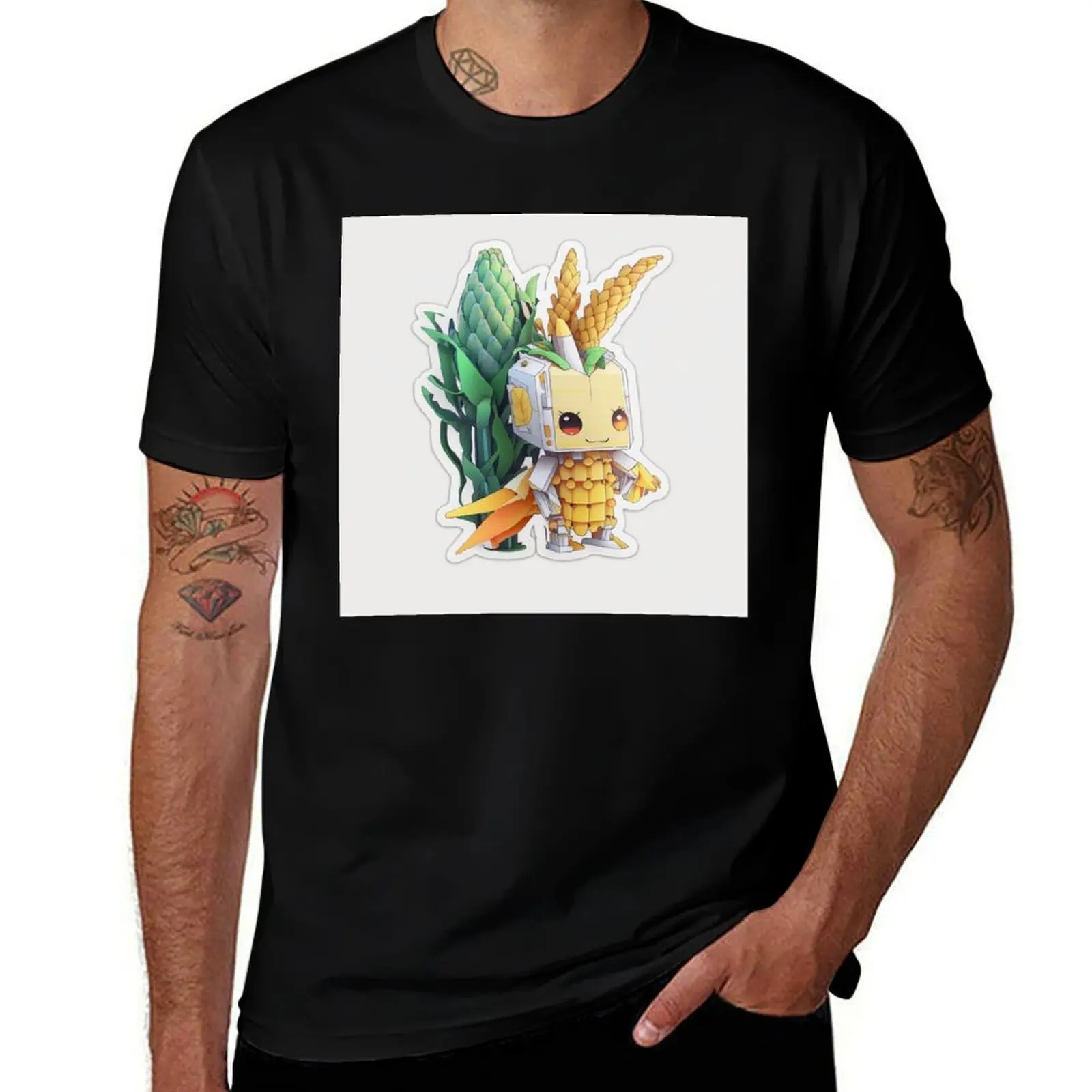 

Corn 3D Robot T-Shirt graphic tee shirt man clothes cute tops graphic t shirts T-shirt men