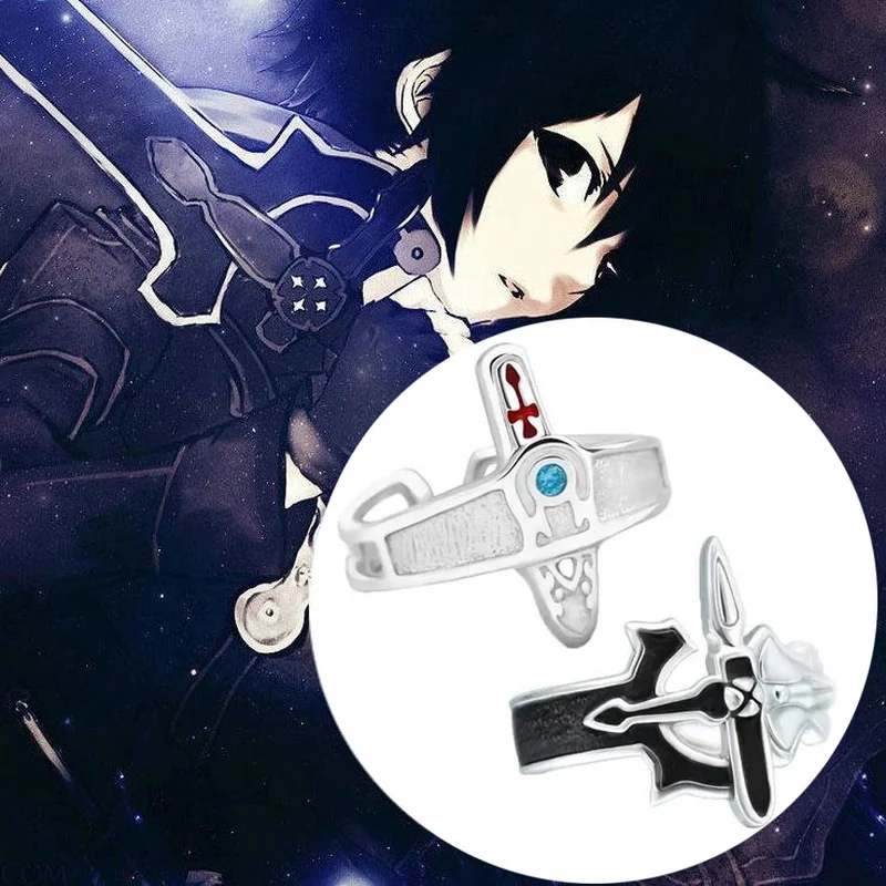 Sword Art Online Retro Kirito Asuna Vintage Cruz anillo de Metal moda hombres y mujeres pareja personalidad joyería creativa anillos