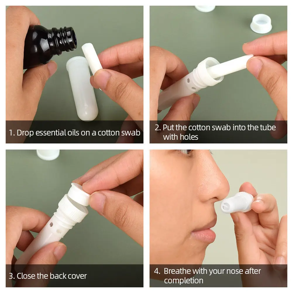 20Pcs Plastic Nasal Inhaler Tubes Blank Refillable Aromatherapy Essential Oil Nasal Stick Leak Proof Portable Convenient