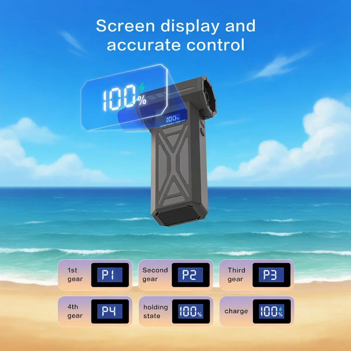 Powerful Air Blower 110000Rpm 4 Gear Adjustable Turbo Jet Blower With Led Light Battery Display Cordless Compressed Air Duster