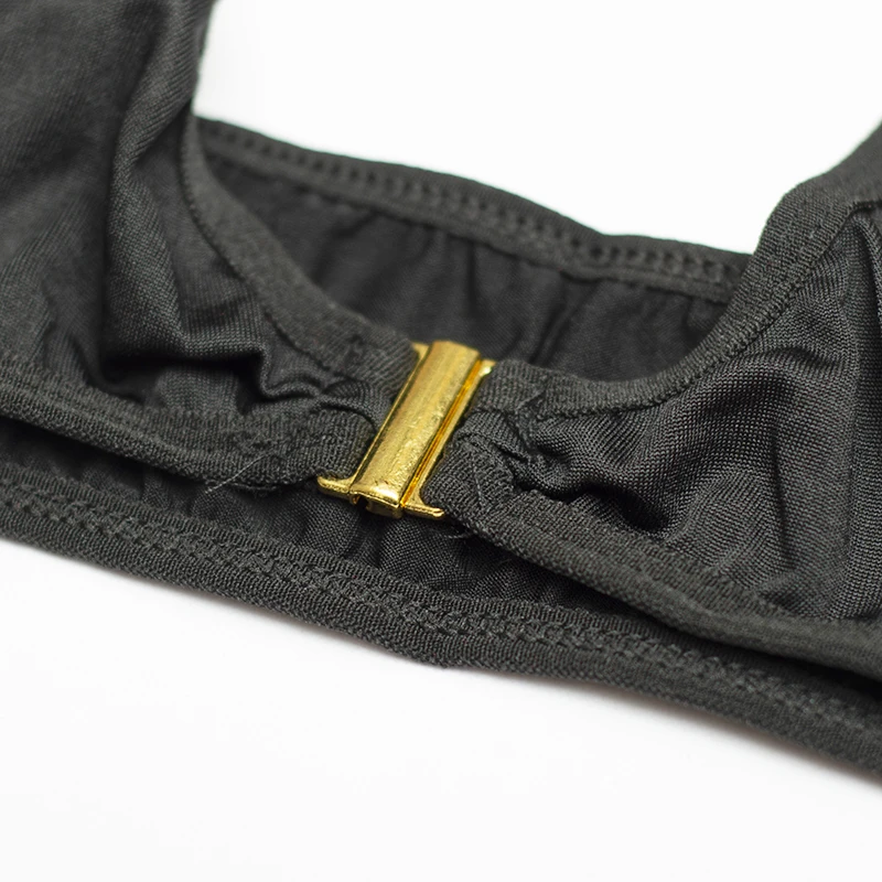 Solid-colored gold buckle sexy bikini split swimsuit set beach vacation swimsuit high-waisted swim pants (thin fabric) view 6