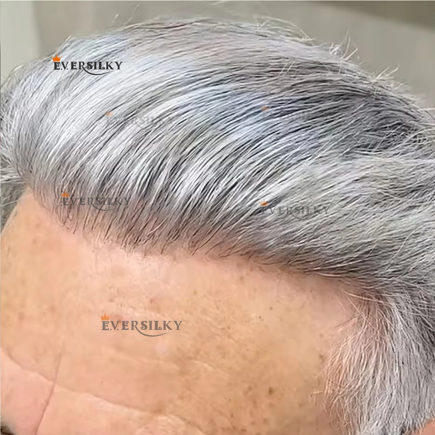 Old Man Human Hair Capillar Prosthesis System Men Toupee Natural Hairline 65%-80% Gray Whith Hair Soft Top Quality Skin Hairpiec