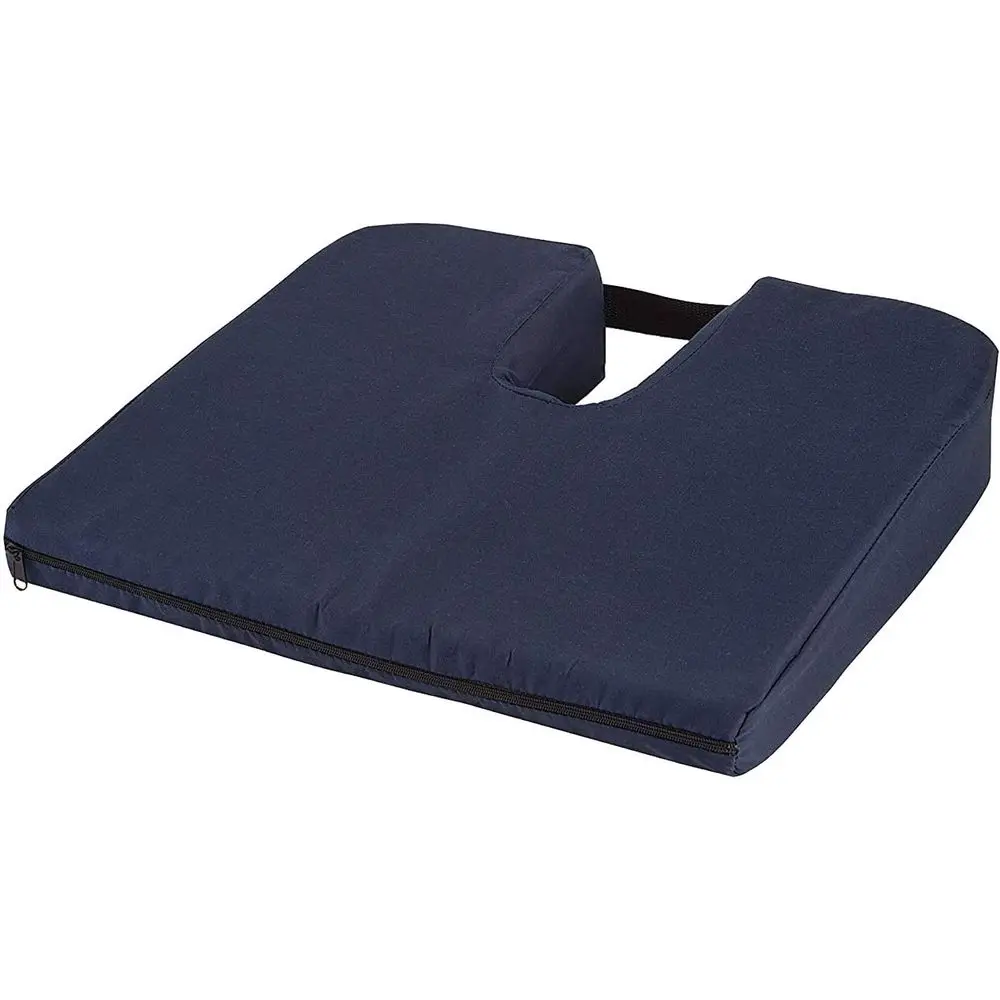 15 Inch Navy Seat Cushion for Coccyx, Sciatica, Tailbone Pain - Washable Cover, Ideal for Dining, Desk Chairs, Cars & Wheelchair