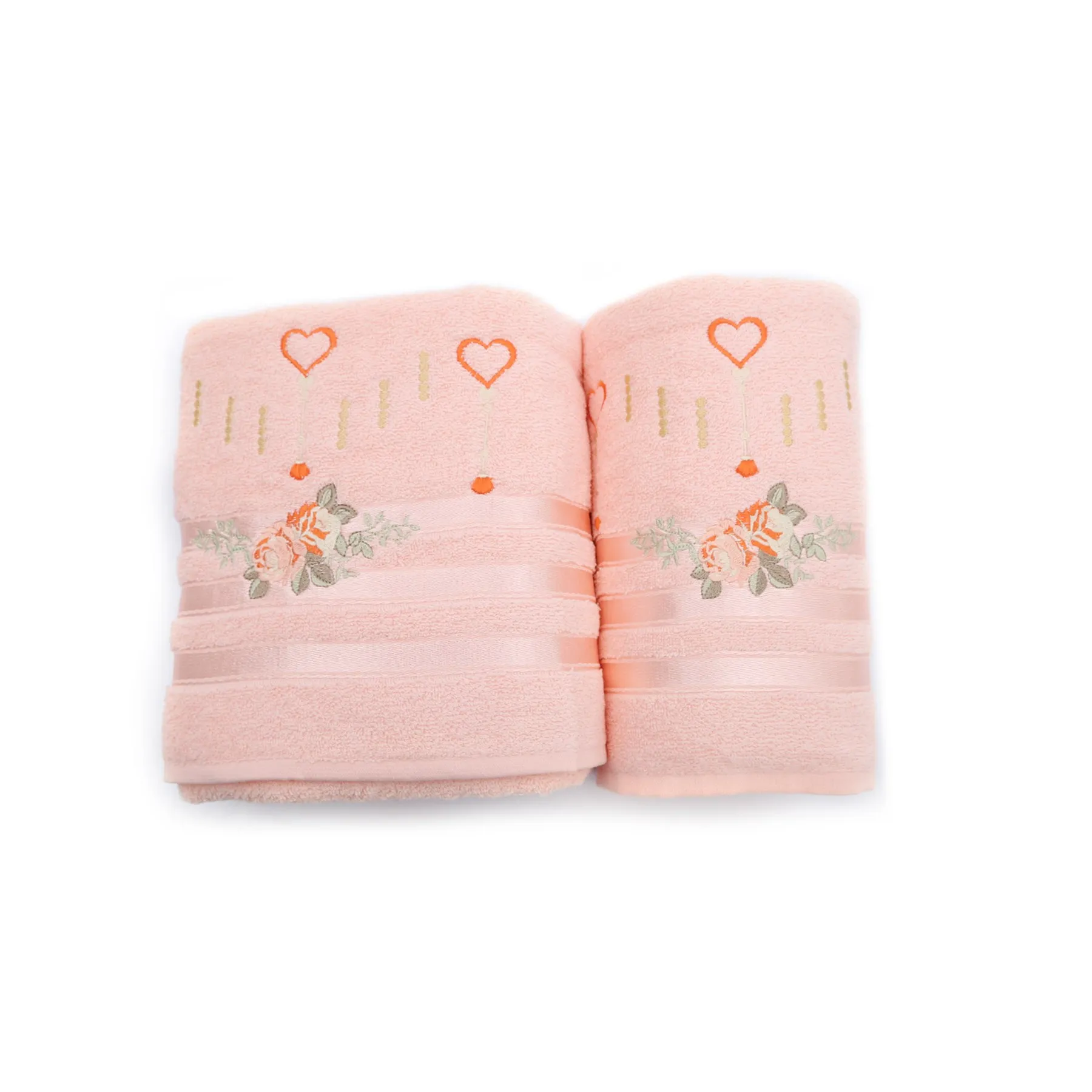 

Floral Embroidered 2 Pcs %100 Turkish Cotton Floral Soft Super Absorbent 50x90 Cm 70x140 Cm 2 Pcs Face and Bath Towel Set