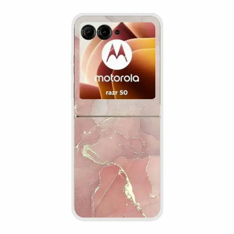 For Motorola Razr 50 Ultra Case Marble Hard Plastic PC Back Cover Phone Cases For Motorola Moto Razr50 5G 2024 Transparent Funda
