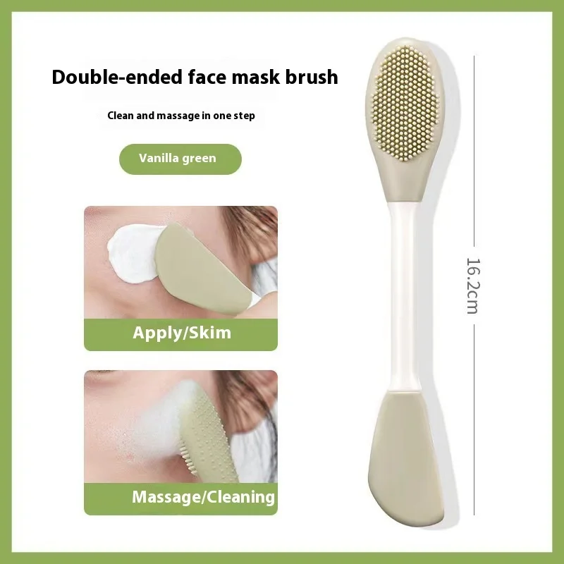 Escova de massagem de silicone de cabeça dupla cabeça macia limpeza facial máscara de lama aplicação dois-em-um beleza saúde ferramenta de cuidados com a pele