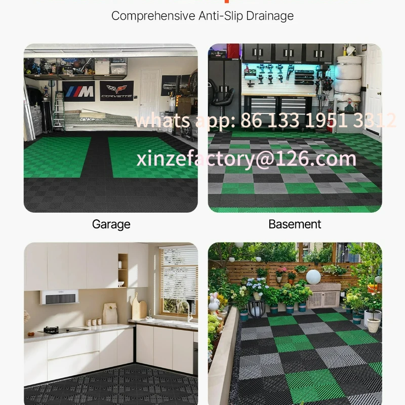 حصيرة تصريف متشابكة قابلة للتخصيص 12 بوصة × 12 بوصة 12/24/40/50/55 قطعة حصير ربط أرضية تصريف PP غير قابلة للانزلاق #2