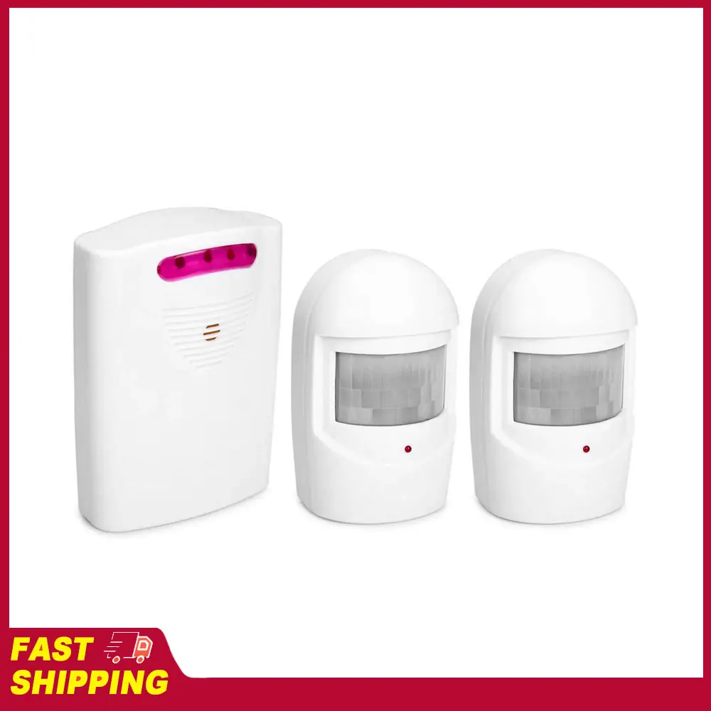 

Wireless Driveway Alarm IR Motion Sensor Alarm Multifunctional Doorbell 1 Receiver 2 Transmitters Tool for Home Outdoor Use