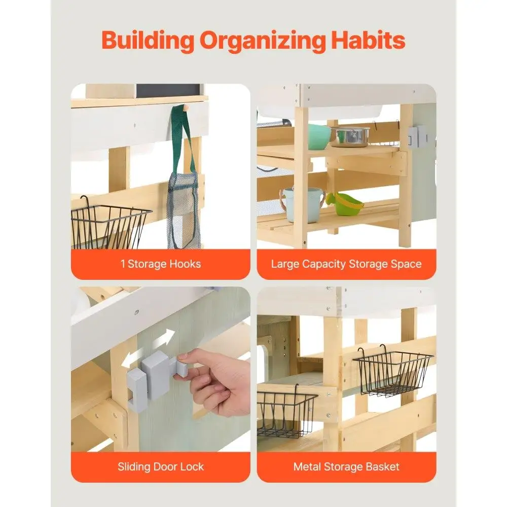 Ensemble de jeu de cuisine en bois pour enfants, jouet de cuisine, activité amusante dans le jardin