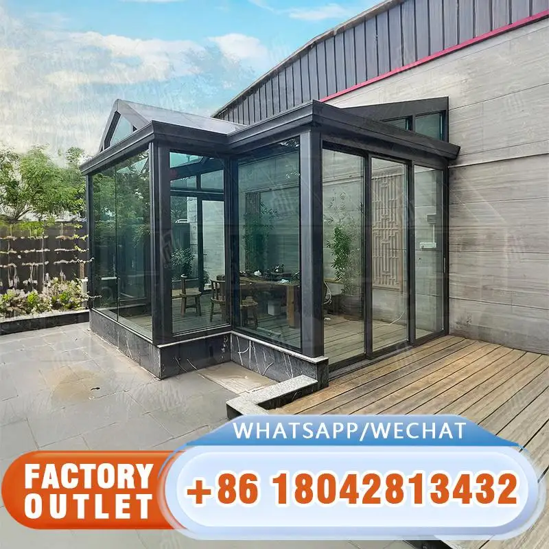 

Стоячий звуковой теплоизолированный сборный стеклянный солнечный зал для сада, патио, заднего двора, солнечной комнаты