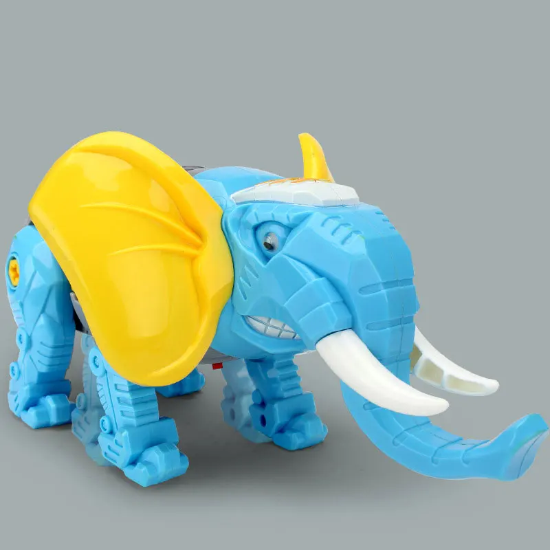 Electronic Elephant Robot Dinosaur Toys Walk With Light DIY Cute Animal Pet Funny Electric Bull Toy For Children Birthday Gift