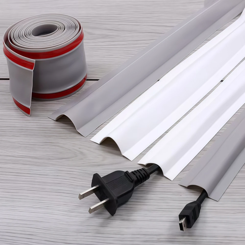 1PC Floor Cord Cover Self Adhesive PVC Cable Trunking Anti-Trip Wire Protector Concealer Over Floor Cable Runner for Office