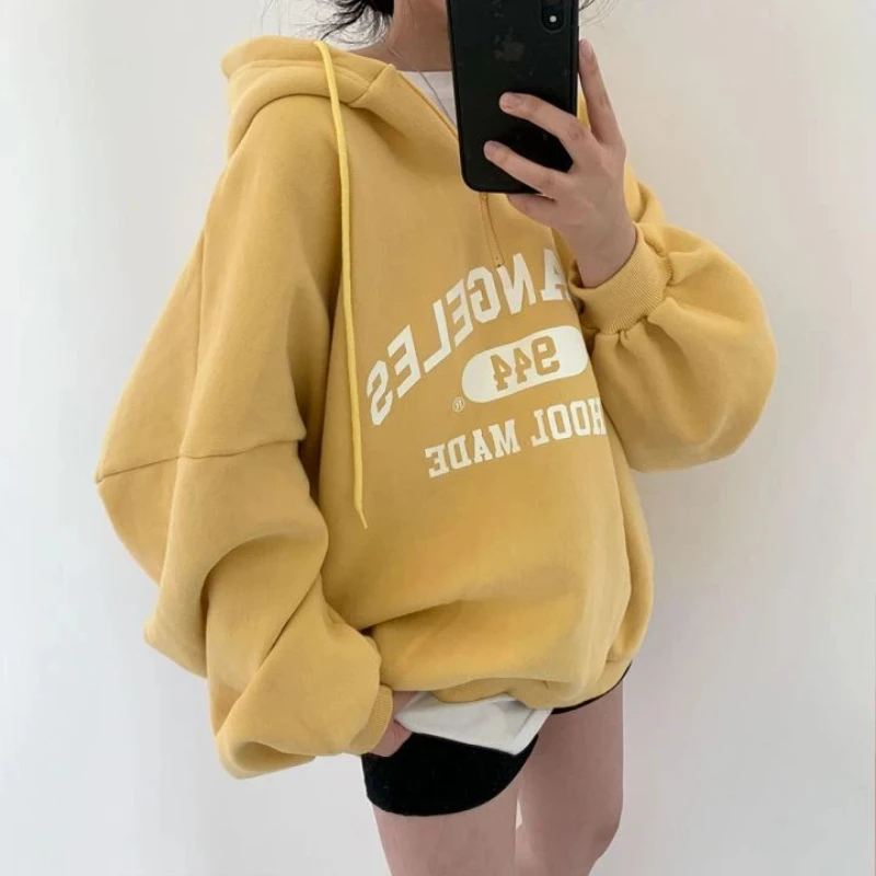 

Trend Loose Long Sleeve Printing Letter Hoodies Sweatshirts Women Clothing Korean All-match Tops Fashion Casual Spring Autumn