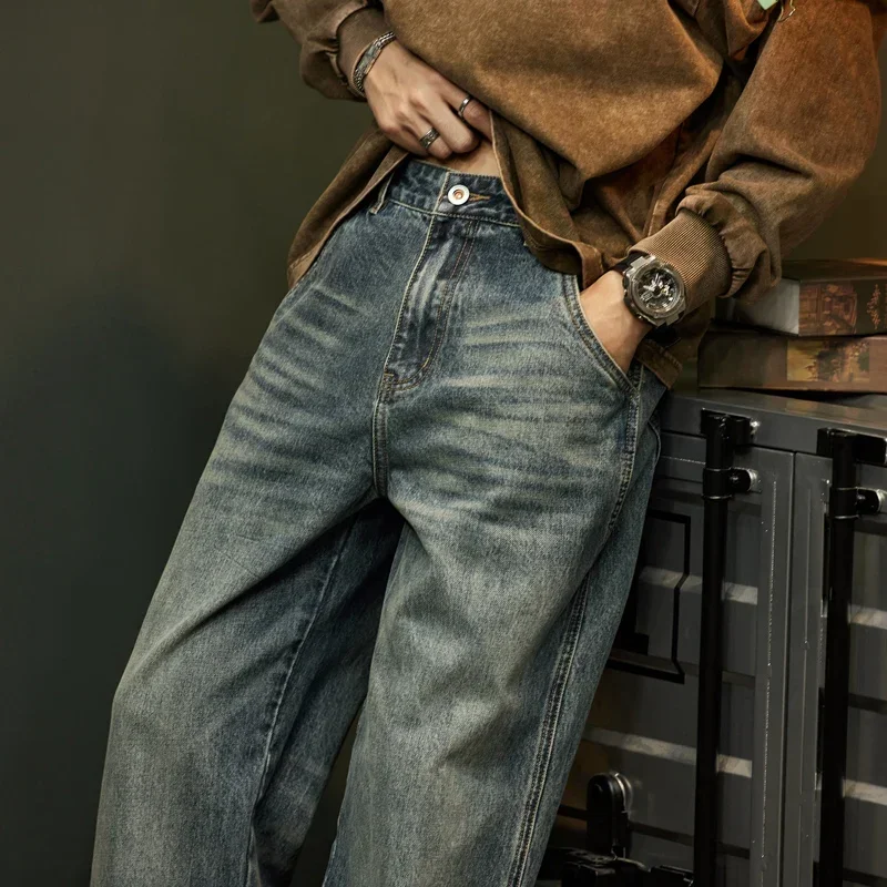 Baggy Jeans Men Wide Leg Pants Casual Oversize Jeans For Men Clothing Loose Fit Streetwear Male Denim Trousers Fashion Pockets