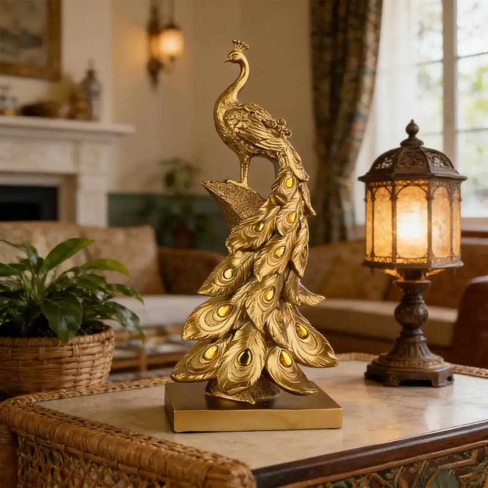 

Креативные и модные золотисто-синие украшения в виде павлина из смолы для винных шкафов, гостиных, создания домашней атмосферы, декоративные подарки