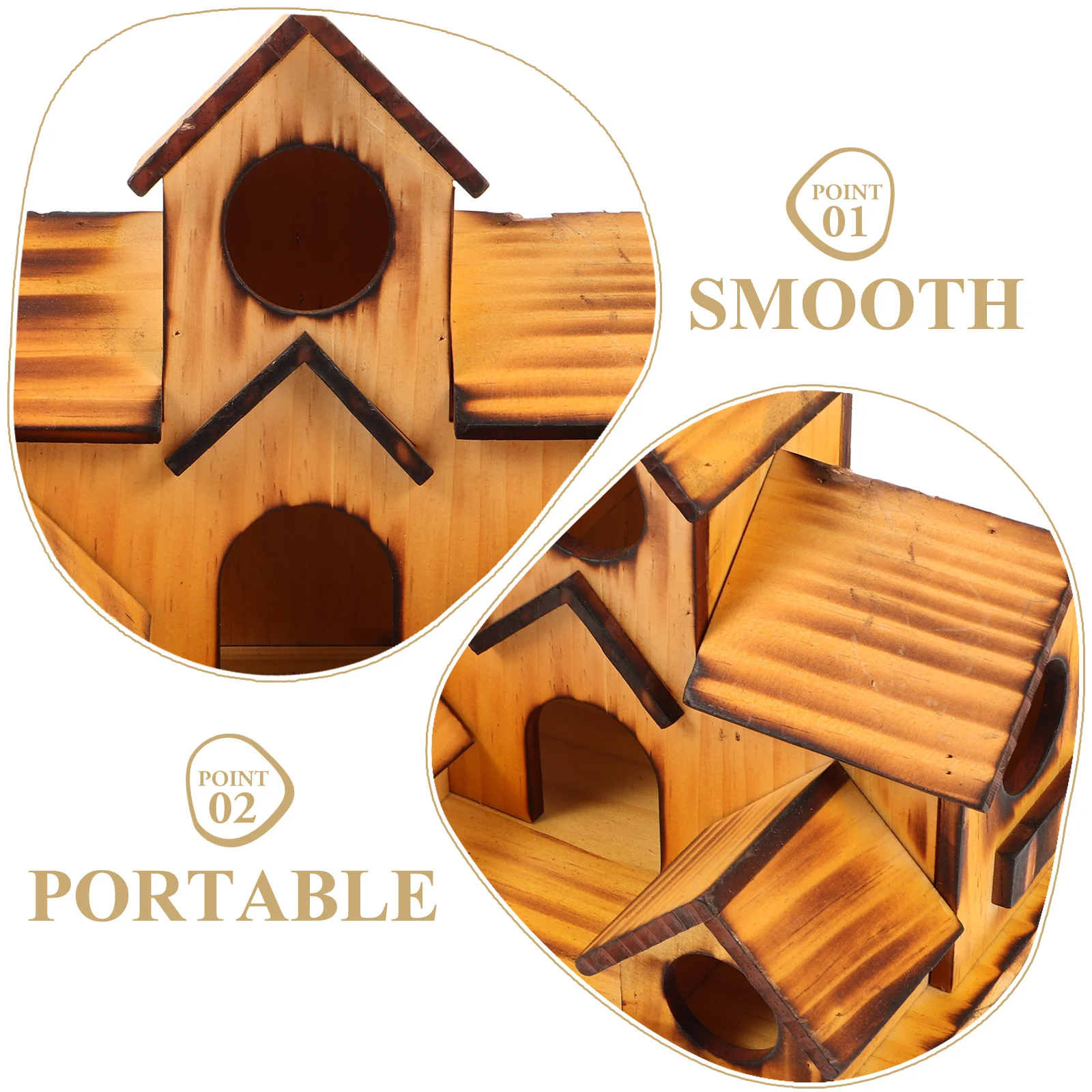 

Wooden Bird House Unfinished Multi Rooms for Small Birds Hummingbirds Parrots Larks Outdoor Garden Feeder Nest Box Breeding