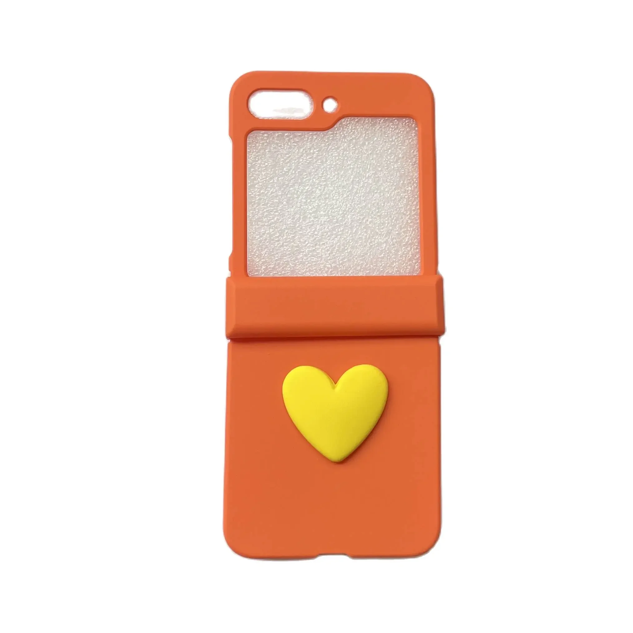 Cute 3D Love Heart Solid Color Phone Case for Samsung Galaxy Z Flip5 5G Z Flip6 Flip3 Flip4 Zflip5 Shockproof Cover