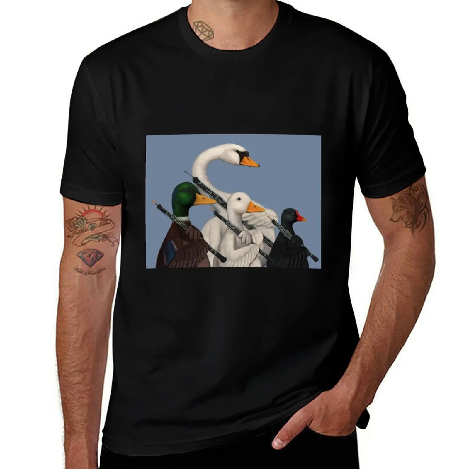 Musical Duck, Goose, Moorhen & Swan T-Shirt Big Size Crew Neck T-Shirt