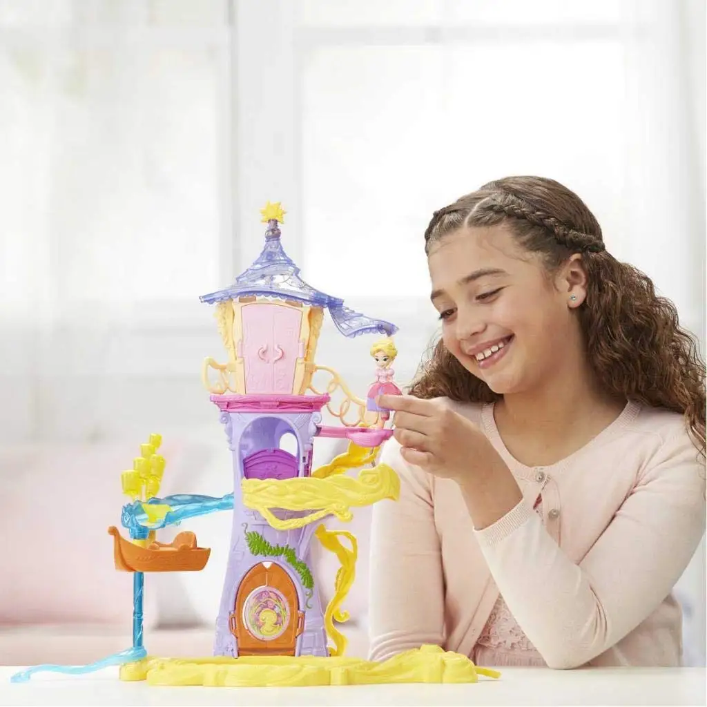 Disney Princess Little Kingdom Magical Movers Twirling Tower Adventures Rapunzel Flynn Rider Deluxe Playset Girls Play House Toy