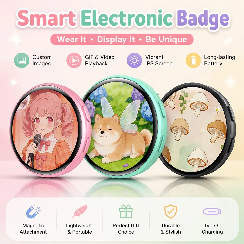 Dynamic Electronic Badge Display Pin 1.5 In Touch Screen Anime E-Badge For Game Peripherals Excellent Fans Friends  Gift M3