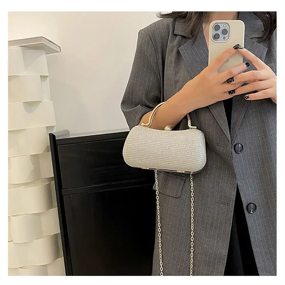 Evening bag with beads for bride for wedding shoulder bags with chain elegant handbag with rhinestone evening bag with egg shape