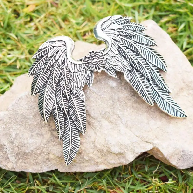 

New 1/2Pcs Womens Braid Hair Accessories Retro Silver Angel Wing Hair Clips Ethnic Zinc Alloy Hair Decor Hairpins