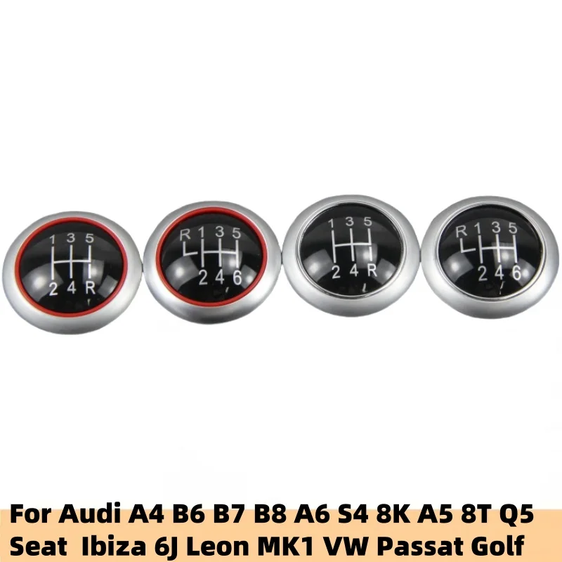 5/6 Speed Gear Shift Knob Stick Cover Cap Emblem Badge For Audi A4 B6 B7 B8 A6 S4 8K A5 8T Seat Ibiza 6J Leon Passat B6 B7 Golf