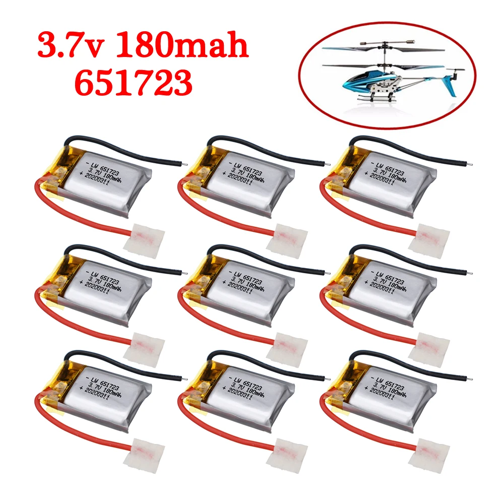 3.7V 180mAh RC Drone Battery For Syma S109G S111G MJXRC X900 X901 Remote Control Helicopter RC Toys Battery 3.7V 180mah 651730