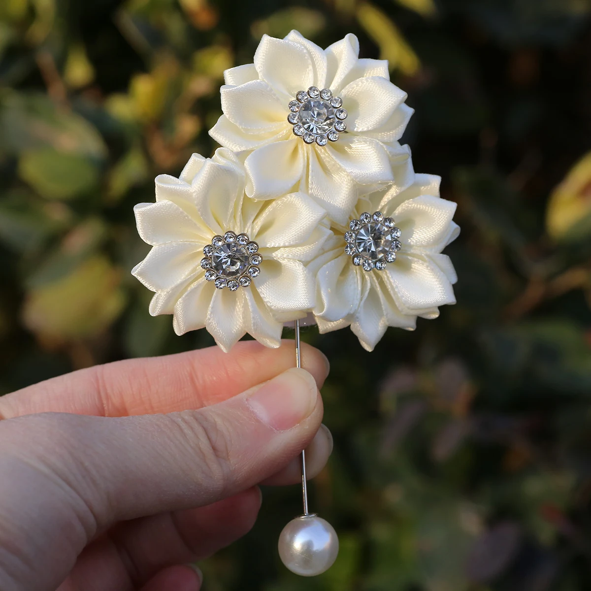 5-Style Buttonhole Wedding Cream Corsage Small Daisy Corsage Silver Pearl Brooch For Mmen Groom Brooch For Girls Hand Flower Set