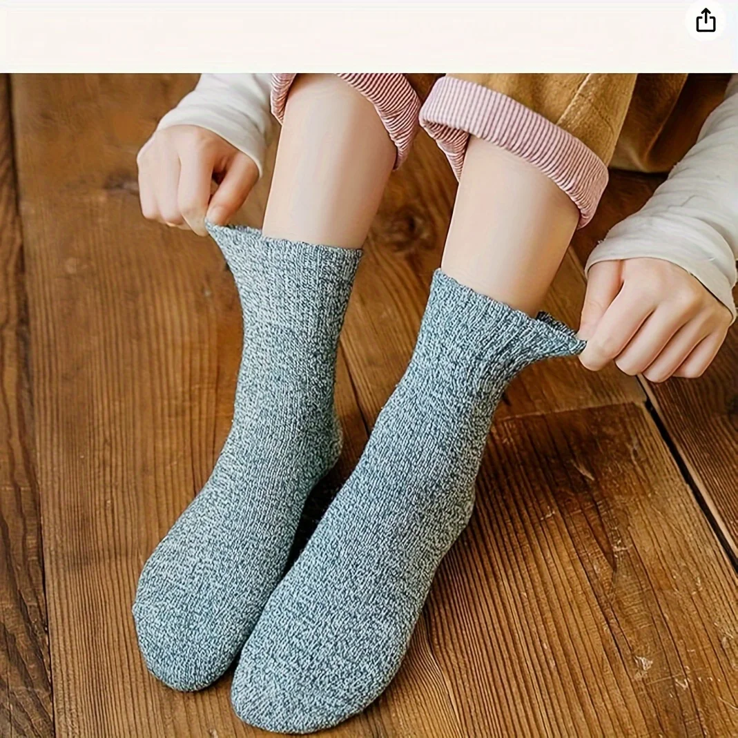 10 أزواج من الجوارب الشتوية النسائية - جوارب سميكة متماسكة ودافئة على شكل قارب، طراز قديم، مريح للاستخدام في الهواء الطلق
