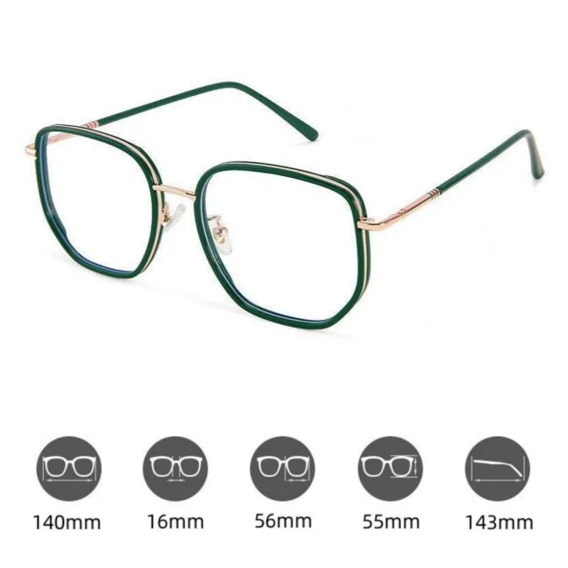 Gafas de bloqueo azul ultraligeras para mujer, montura verde Retro, gafas lisas, bisel de luz azul, gafas transparentes