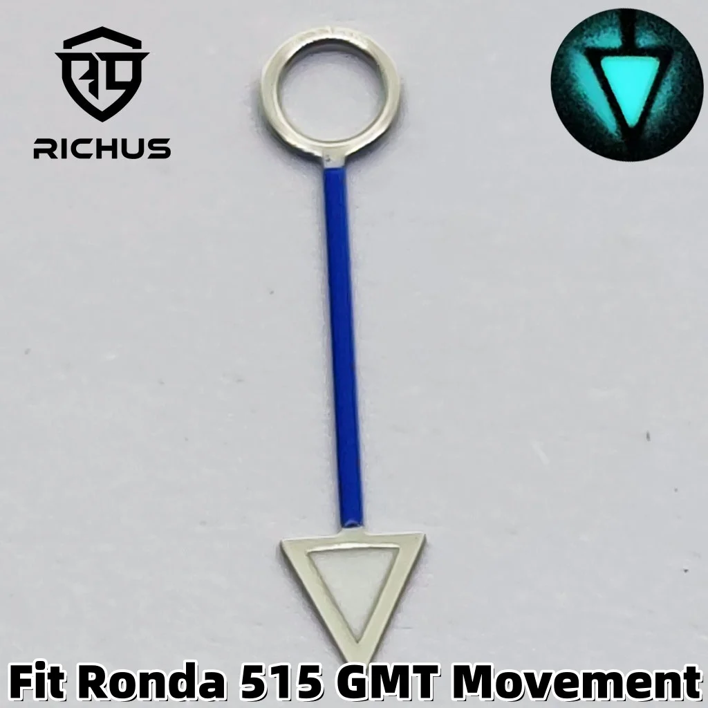 RICHUS Luminous GMT Second Hands Watch Blue Green Durable Accessory for Ronda 515 GMT Movement Watch Customization