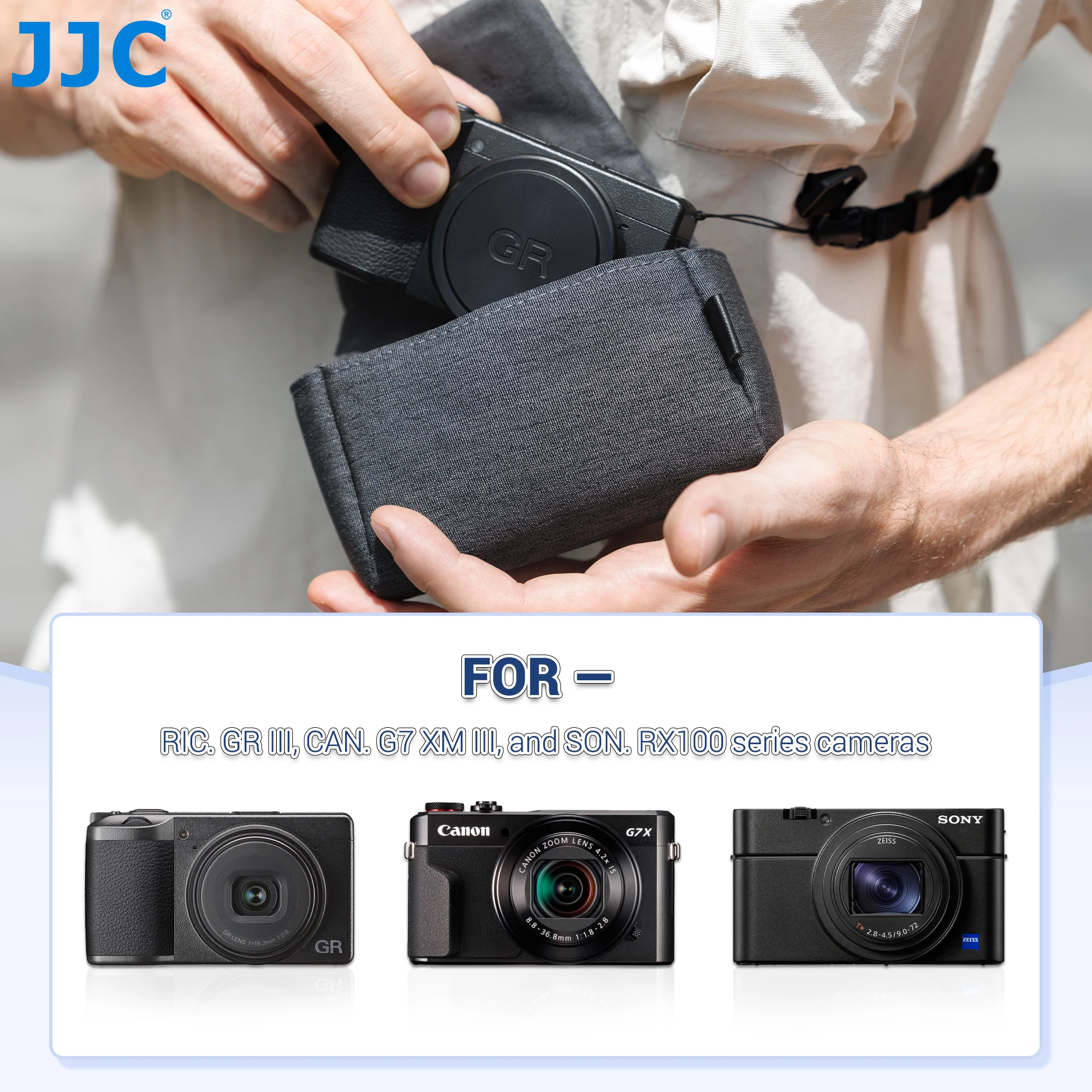 JJC Camera Bag With Battery Pocket For Ricoh GR IV HDF GRIV GR4 GR IIIx HDF GR III HDF Sony RX100 VII VI V IV Canon G7X Mark III