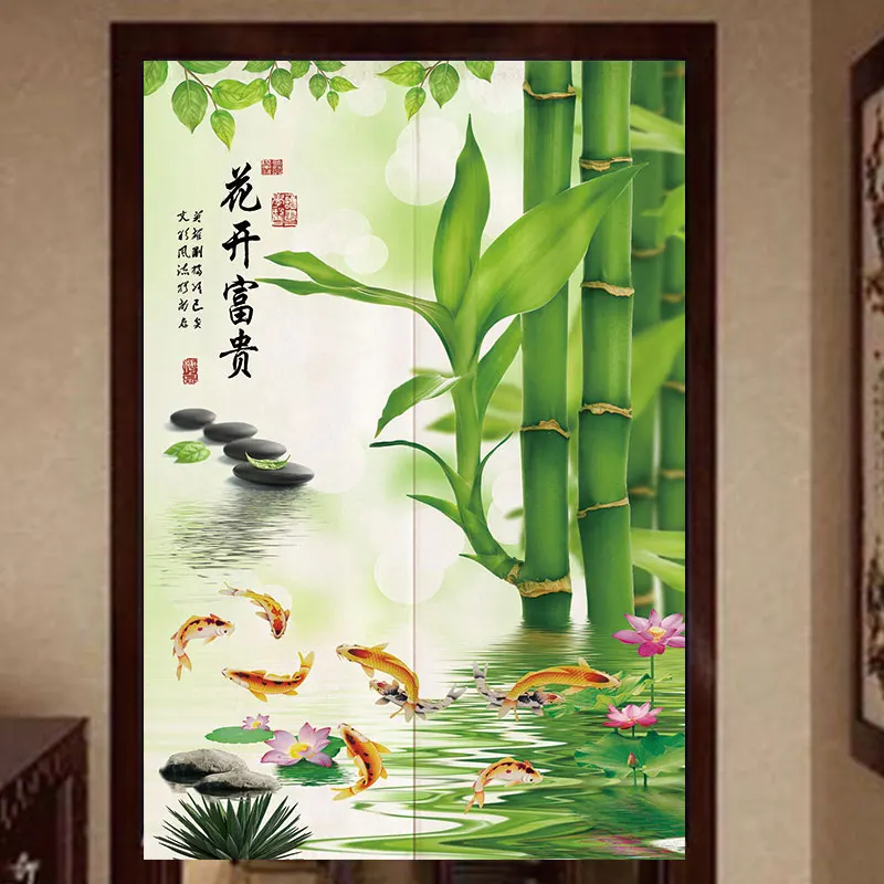 

Chinese Bamboo Door Curtain Kitchen Partition Half Curtain Household Bedroom Bathroom Decoration Feng Shui Curtain Noren